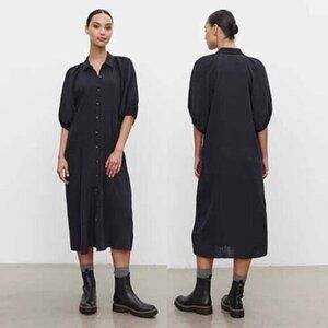 NEW Velvet by Graham & Spencer Breana Cotton Gauze Black Midi Dress